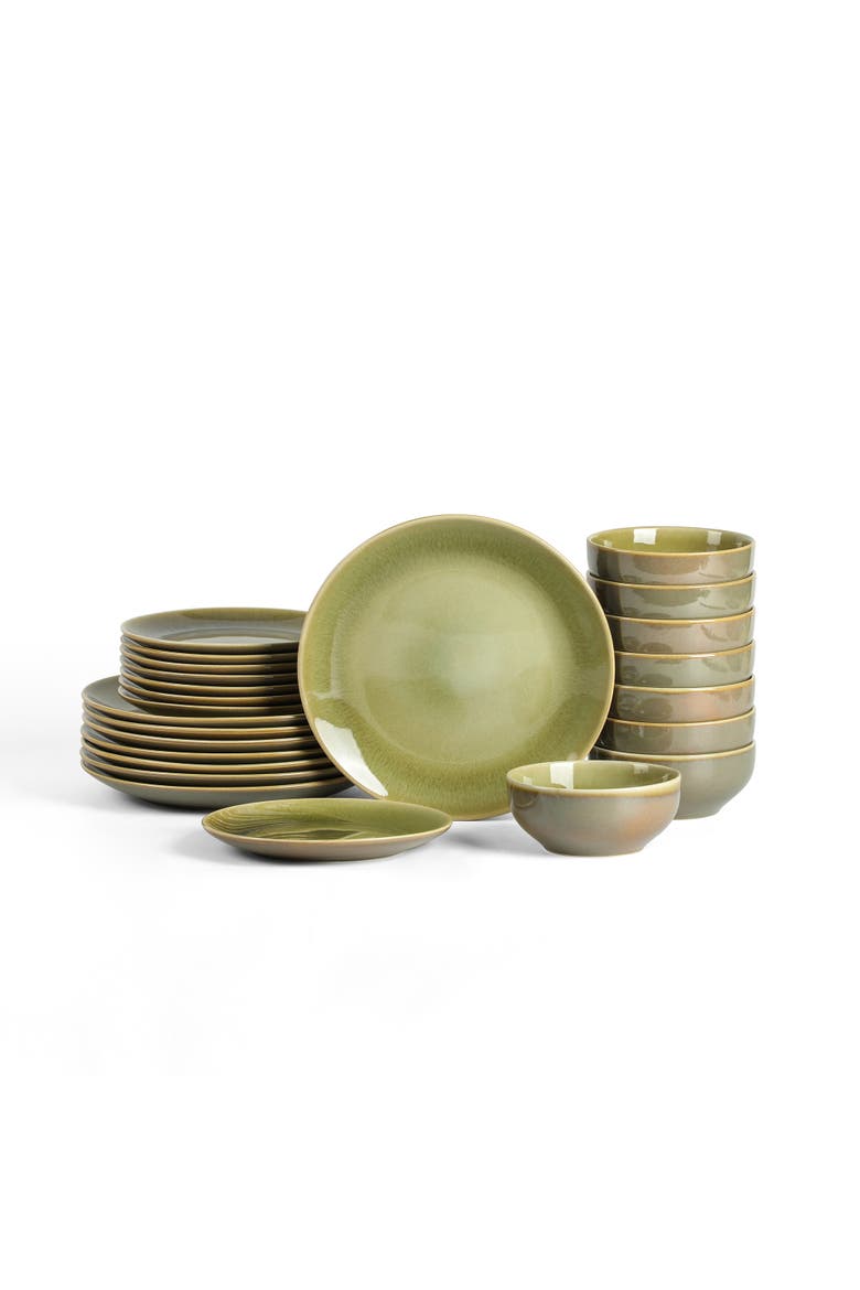 Riley 24-Piece Dinnerware Set Stoneware, Service for 8, Main, color, Green and Blue