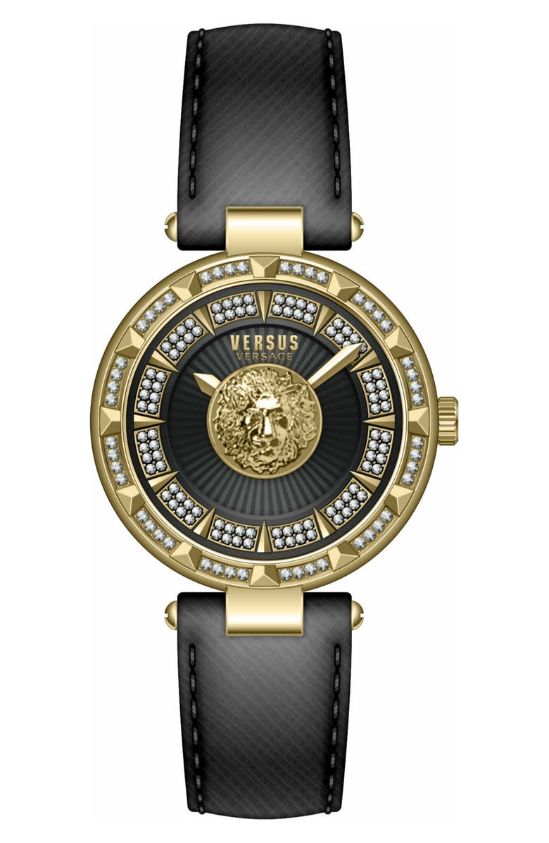 VERSUS Versace Women's Sertie Crystal Embellished Leather Strap Watch, 36mm, Main, color, 