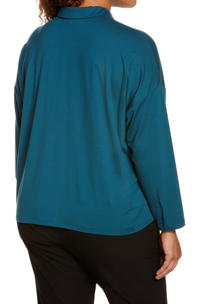 Eileen Fisher Classic Collar Stretch Jersey Boxy Shirt, Alternate, color,