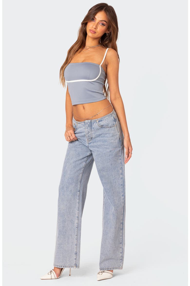Yang Contrast Strap Crop Camisole, Alternate, color, BLUE-AND-WHITE