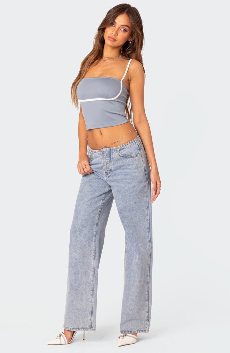 EDIKTED Yang Contrast Strap Crop Camisole, Alternate, color, Blue-And-White
