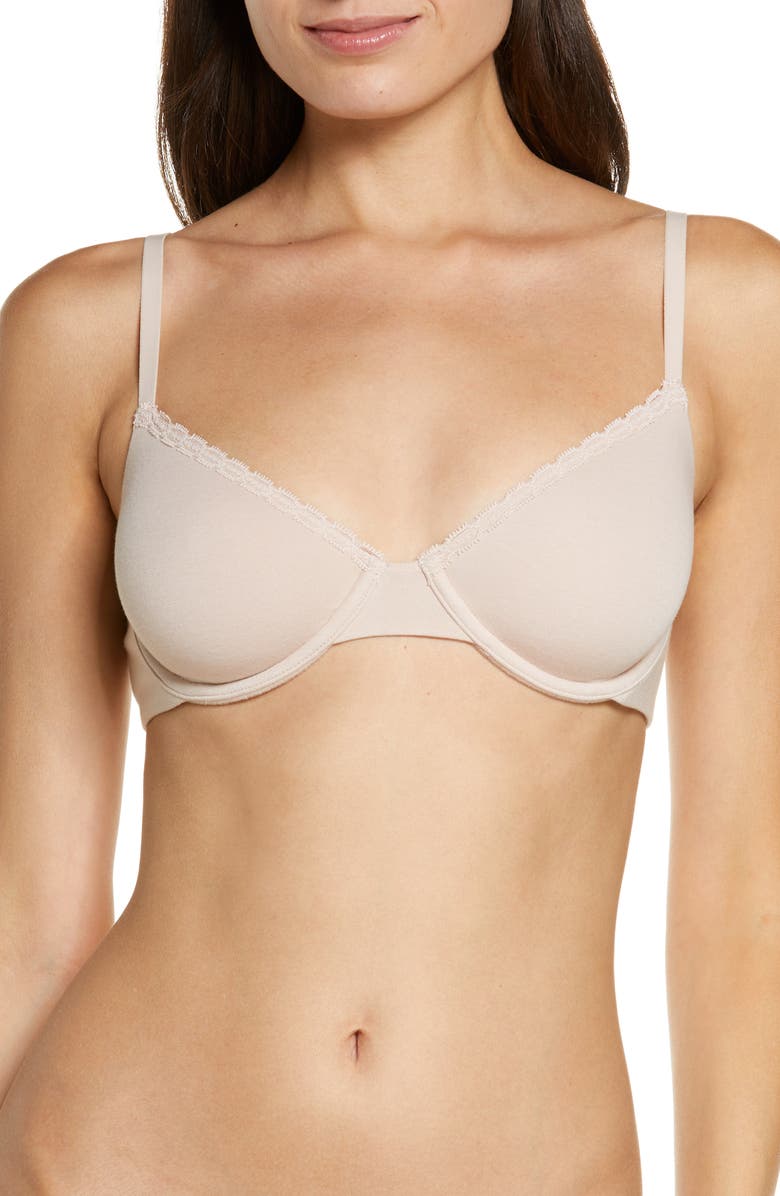Skarlett Blue Adorned Cotton Blend Underwire Bra, Main, color, Cashmere