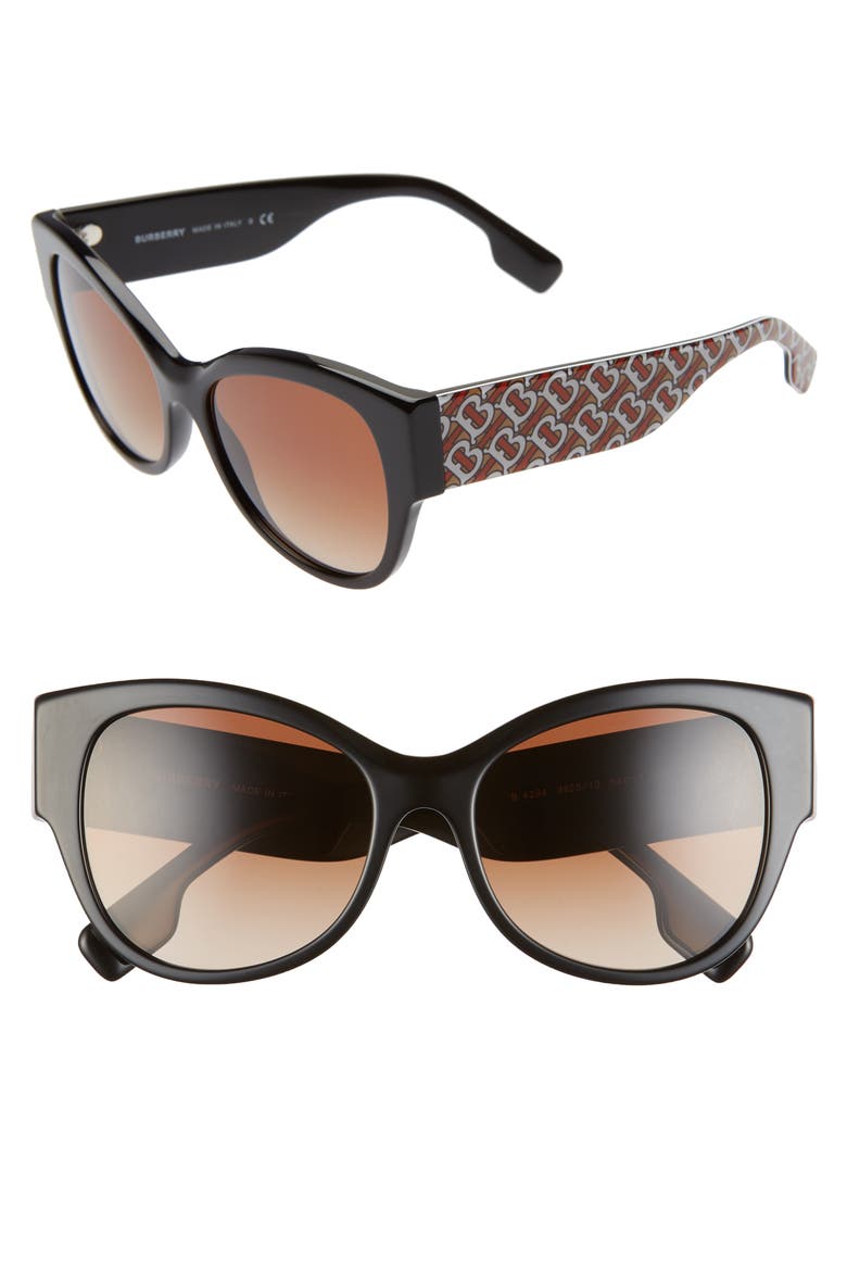 54mm Butterfly Sunglasses, Main, color, BLACK/ PRINT/ HAVANA GRAD