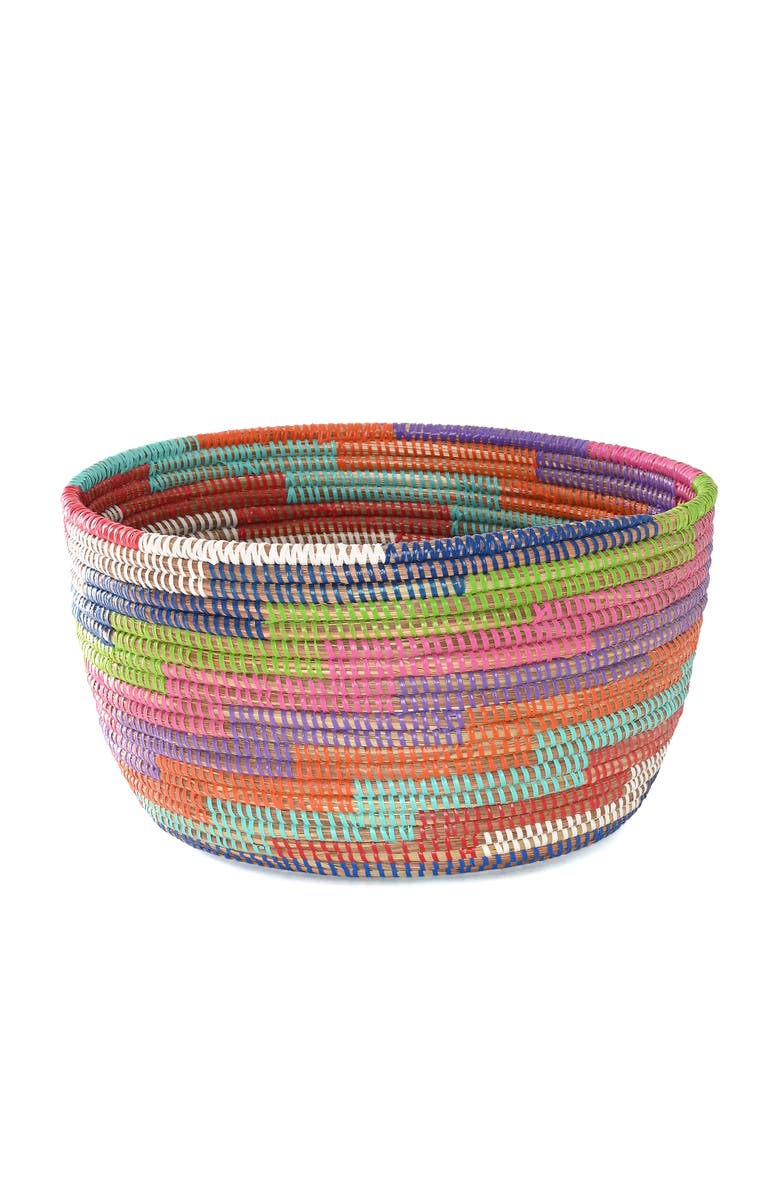 African Modern Set of Two Colorful Stairwell Nesting Baskets, Alternate, color, 