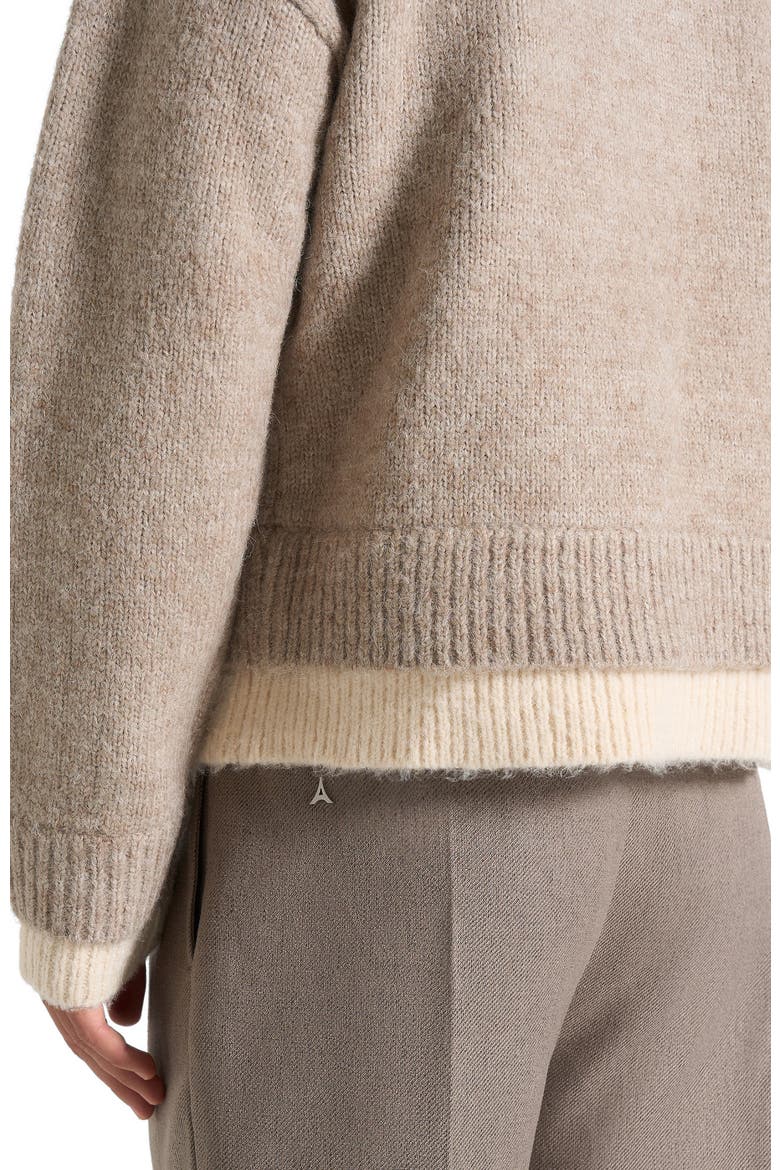 Jacques Unisex Double Layer V-Neck Knit Jumper, Alternate, color, Taupe