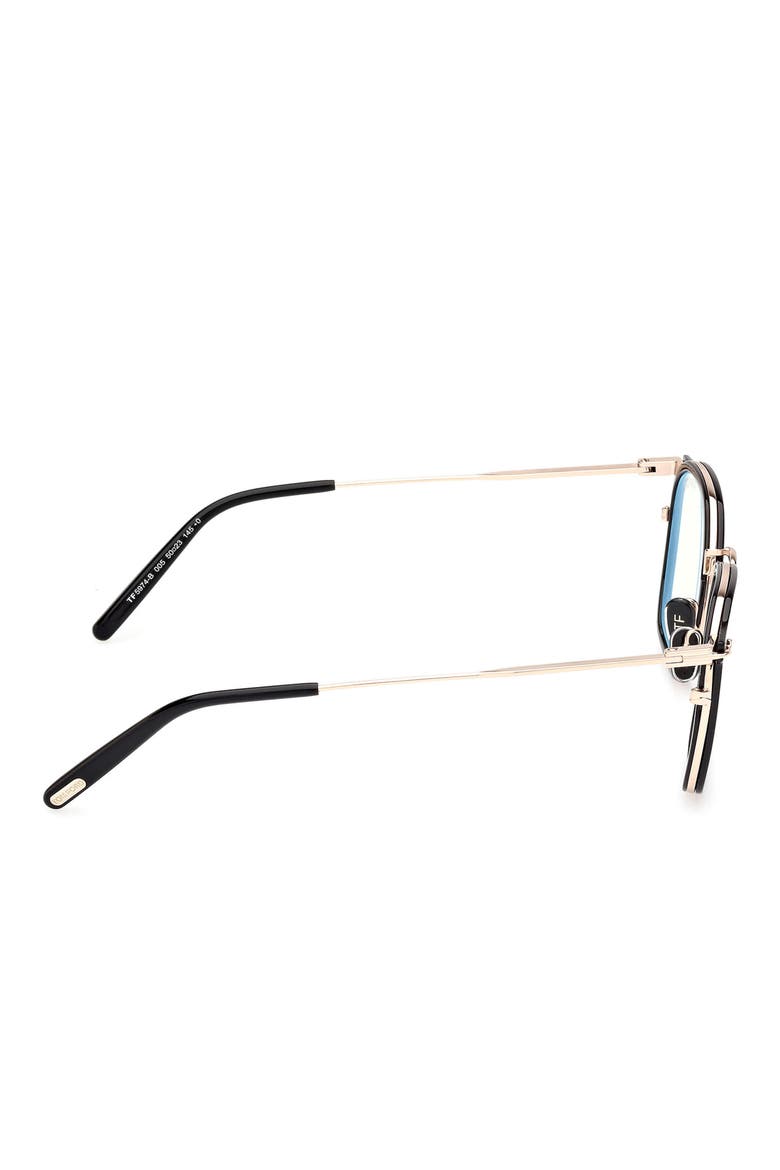 50mm Round Blue Light Blocking Glasses, Alternate, color, BLACK / ROSE GOLD / HAVANA