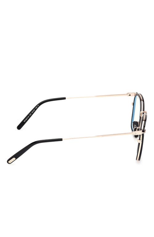 Tom Ford 50mm Round Blue Light Blocking Glasses In Black