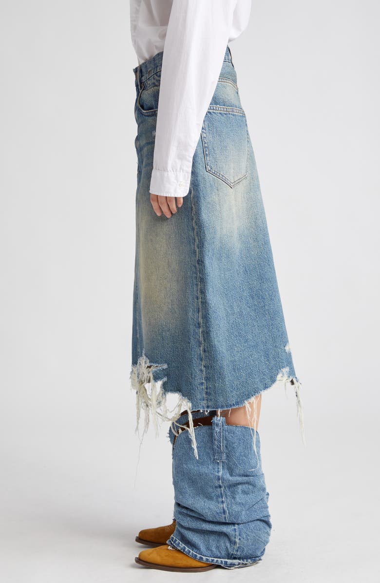 R13 Jesse Destroyed Hem Denim Skirt, Alternate, color, 