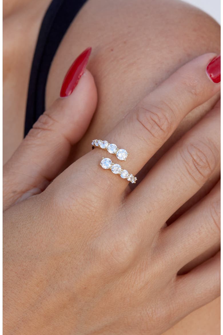 Graduated Cubic Zirconia Bypass Ring, Alternate, color, YELLOW GOLD