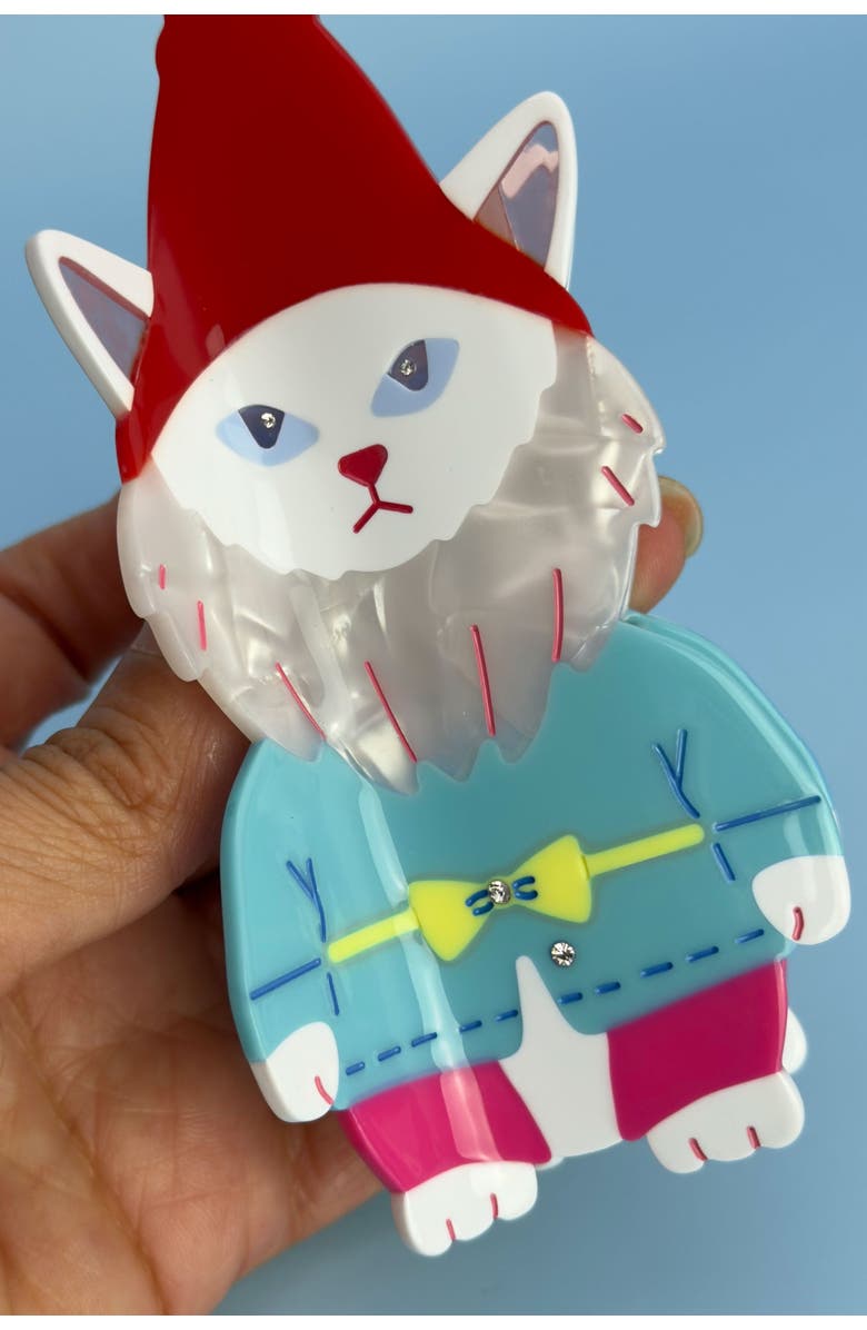 Centinelle Cat Garden Gnome Hair Claw, Alternate, color, Red