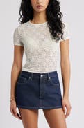BP. Short Sleeve Stretch Lace Top