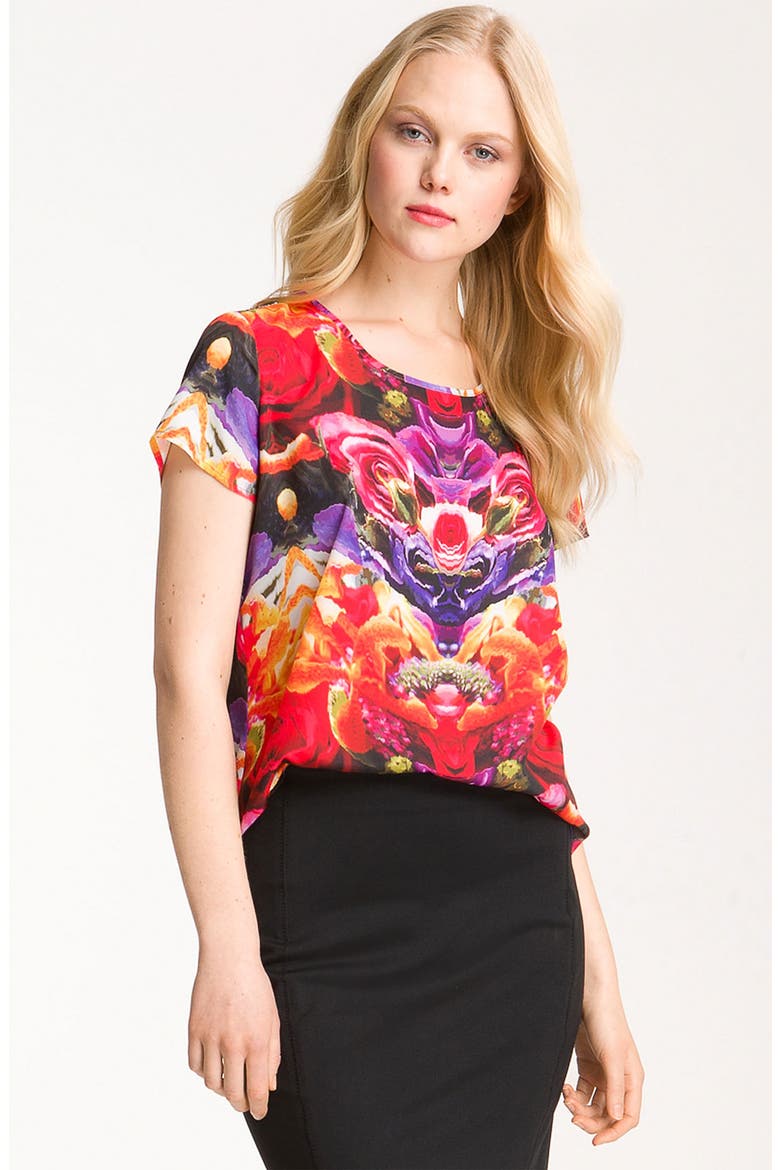 High-Low Digital Print Tee, Main, color, FLORAL PRINT
