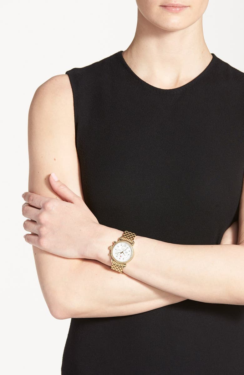 MICHELE 'CSX-36 Diamond' Diamond Dial Gold Plated Watch Case, 36mm, Alternate, color, 