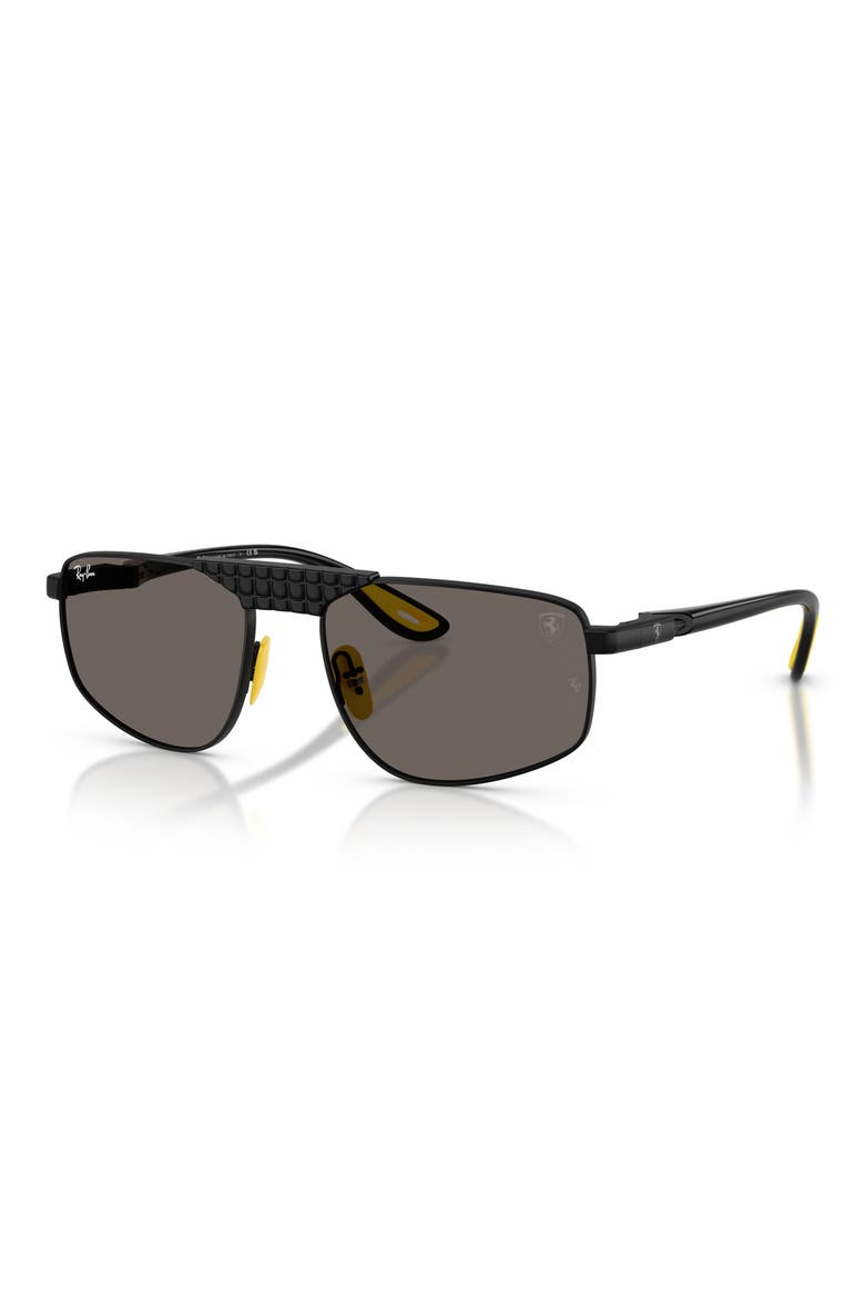 58mm Ferrari Irregular Sunglasses, Alternate, color, MATTE BLACK / DARK GREY