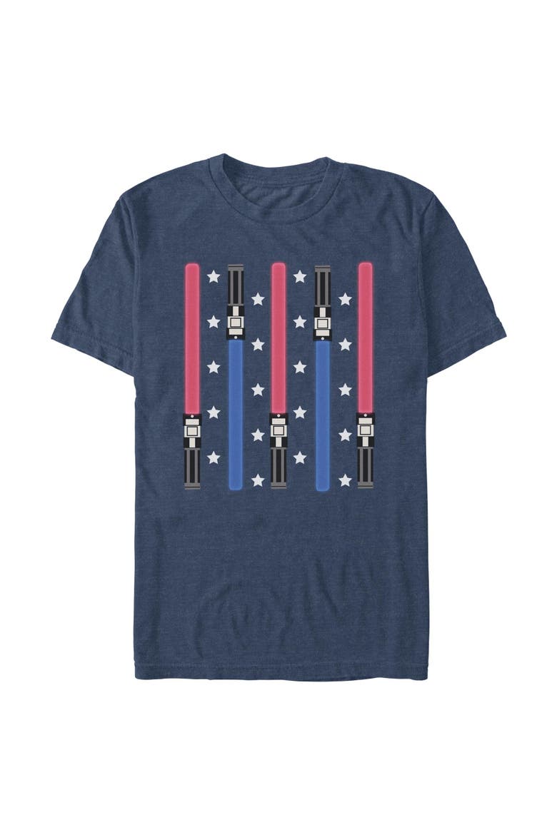 Men's Star Wars Festive Lightsabers  Graphic T-Shirt, Main, color, Navy Blue Heather