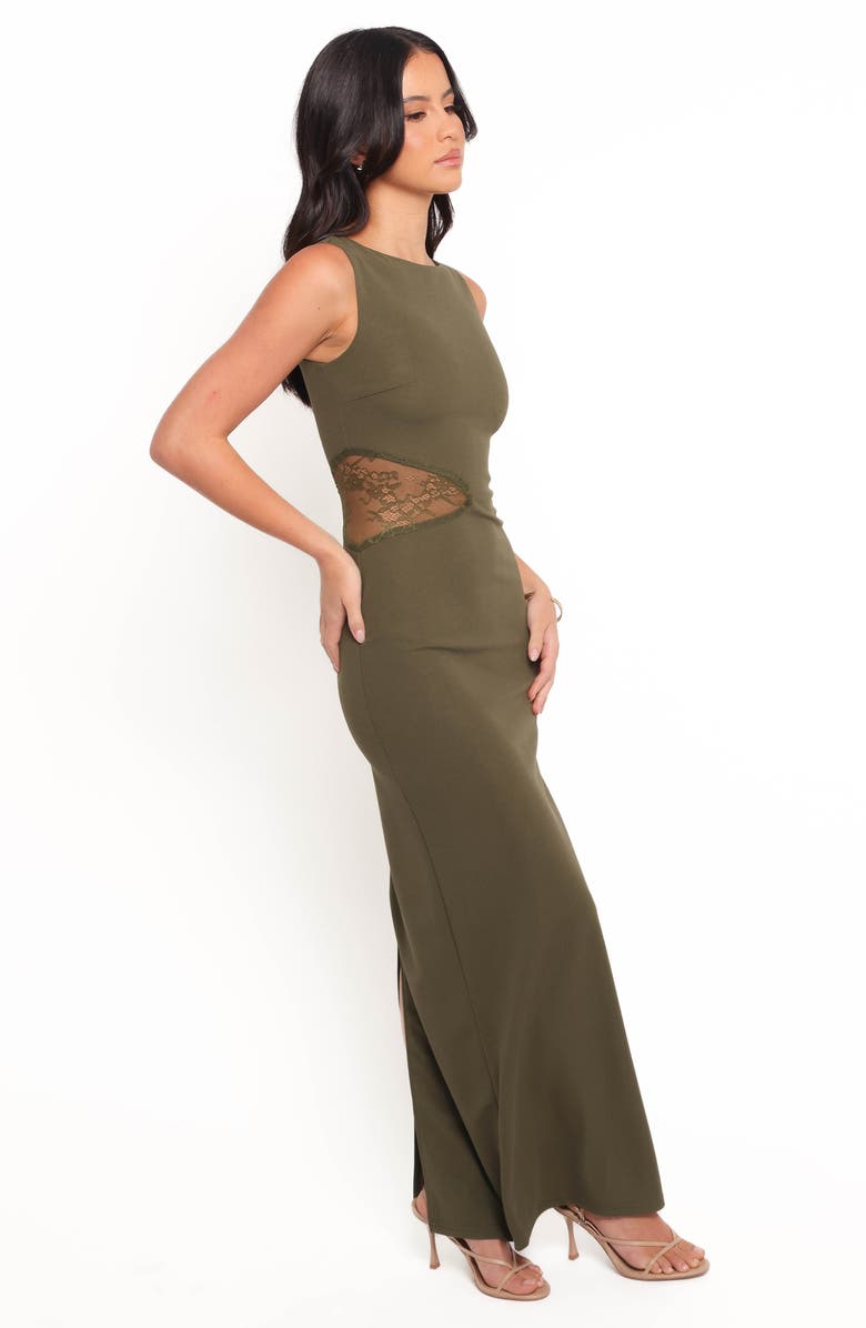 Petal & Pup Kylie Lace Detail Body-Con Maxi Dress, Alternate, color, Olive