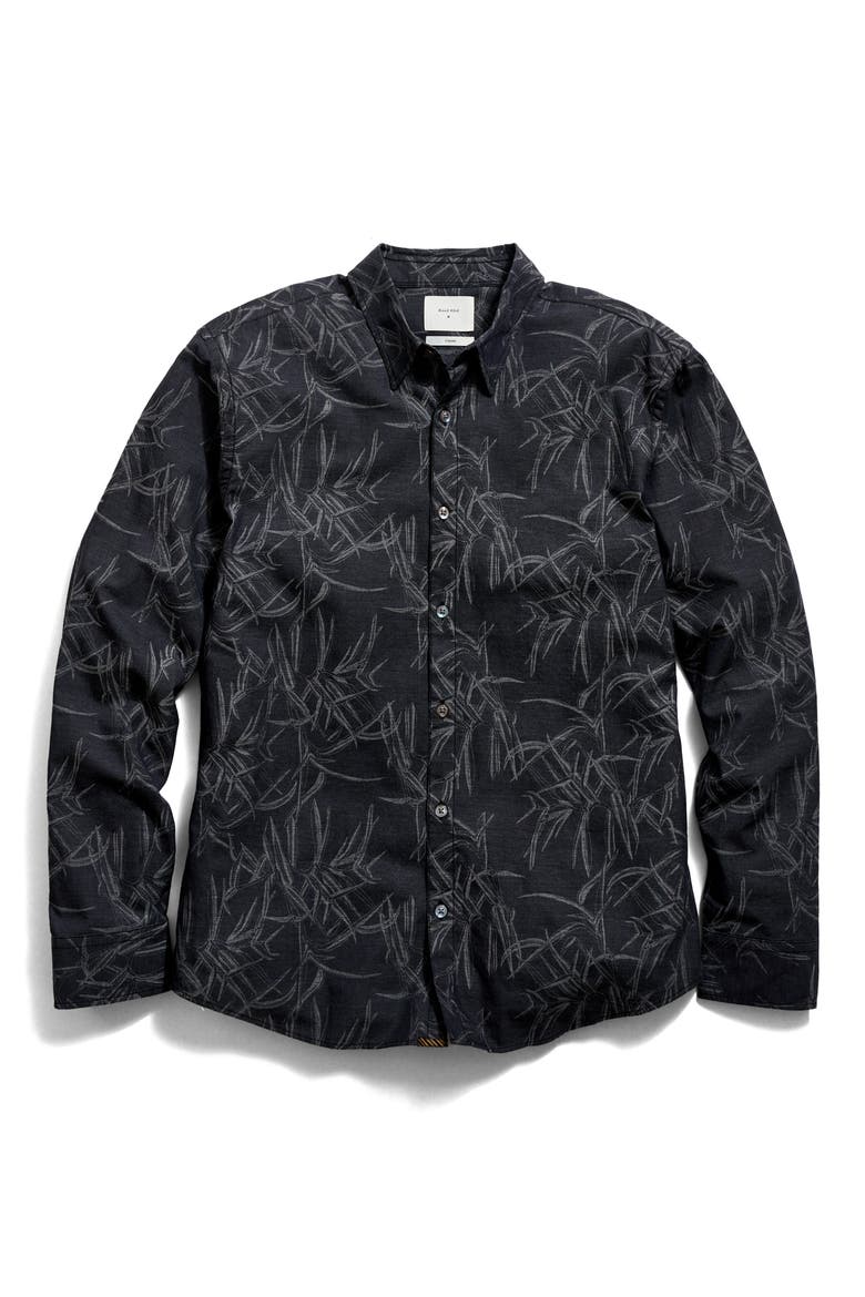 Mélange Reeds Wilson Button-Up Shirt, Alternate, color, BLACK