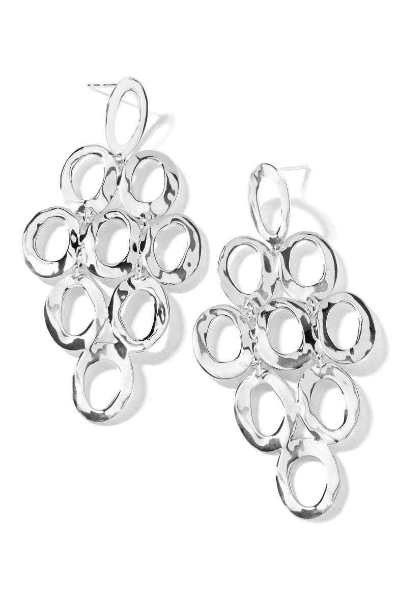 Open Oval Cascade Earrings, Main, color, STERLING SILVER
