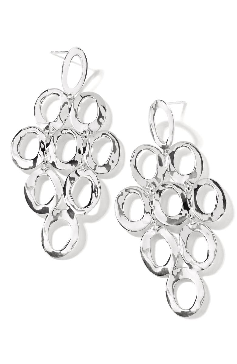 Ippolita Open Oval Cascade Earrings, Main, color, Sterling Silver