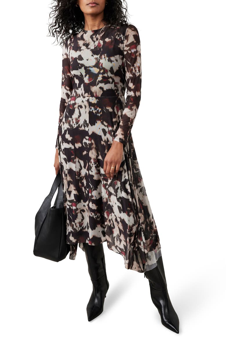 MINT VELVET Abstract Printed Midi Dress, Alternate, color, Burgundy