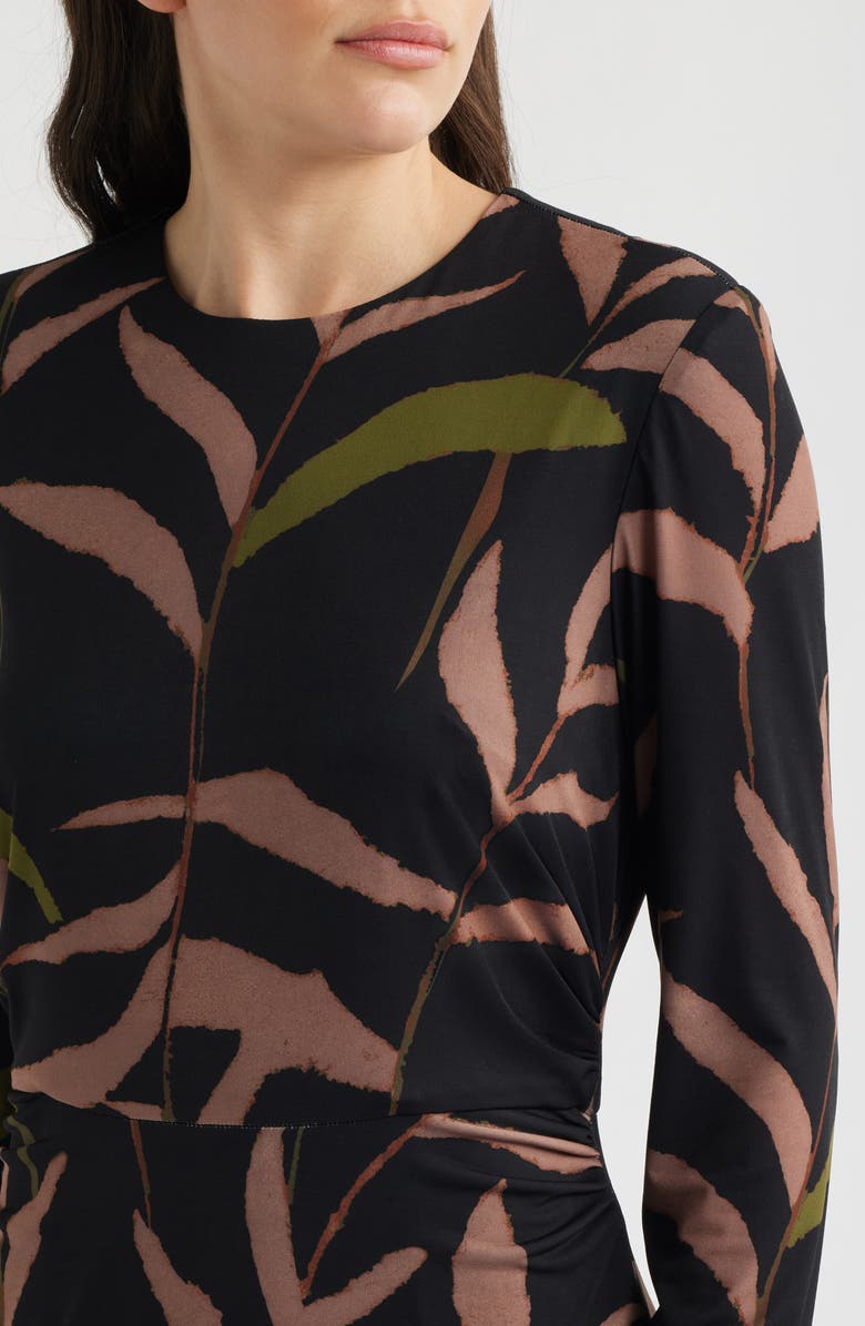 Julia Jordan Abstract Print Long Sleeve Midi Dress, Alternate, color, Black Multi