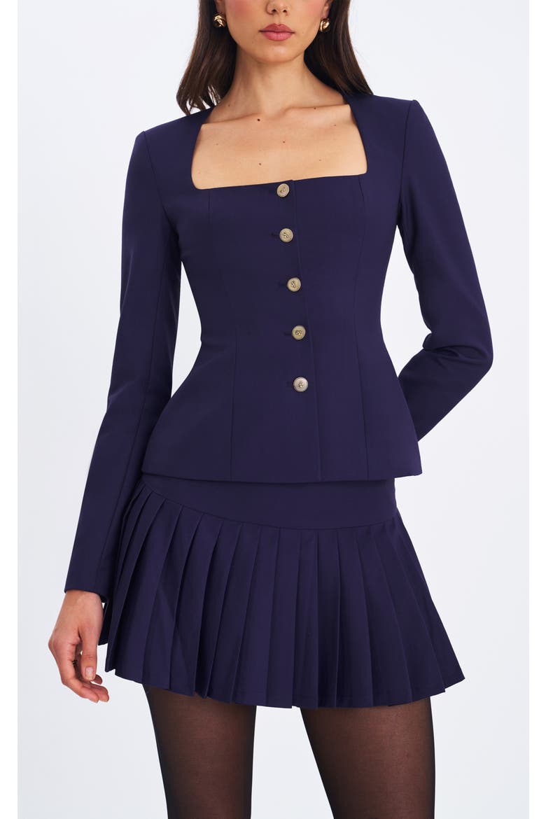 Skyla Square Neckline Peplum Blazer, Alternate, color, Indigo