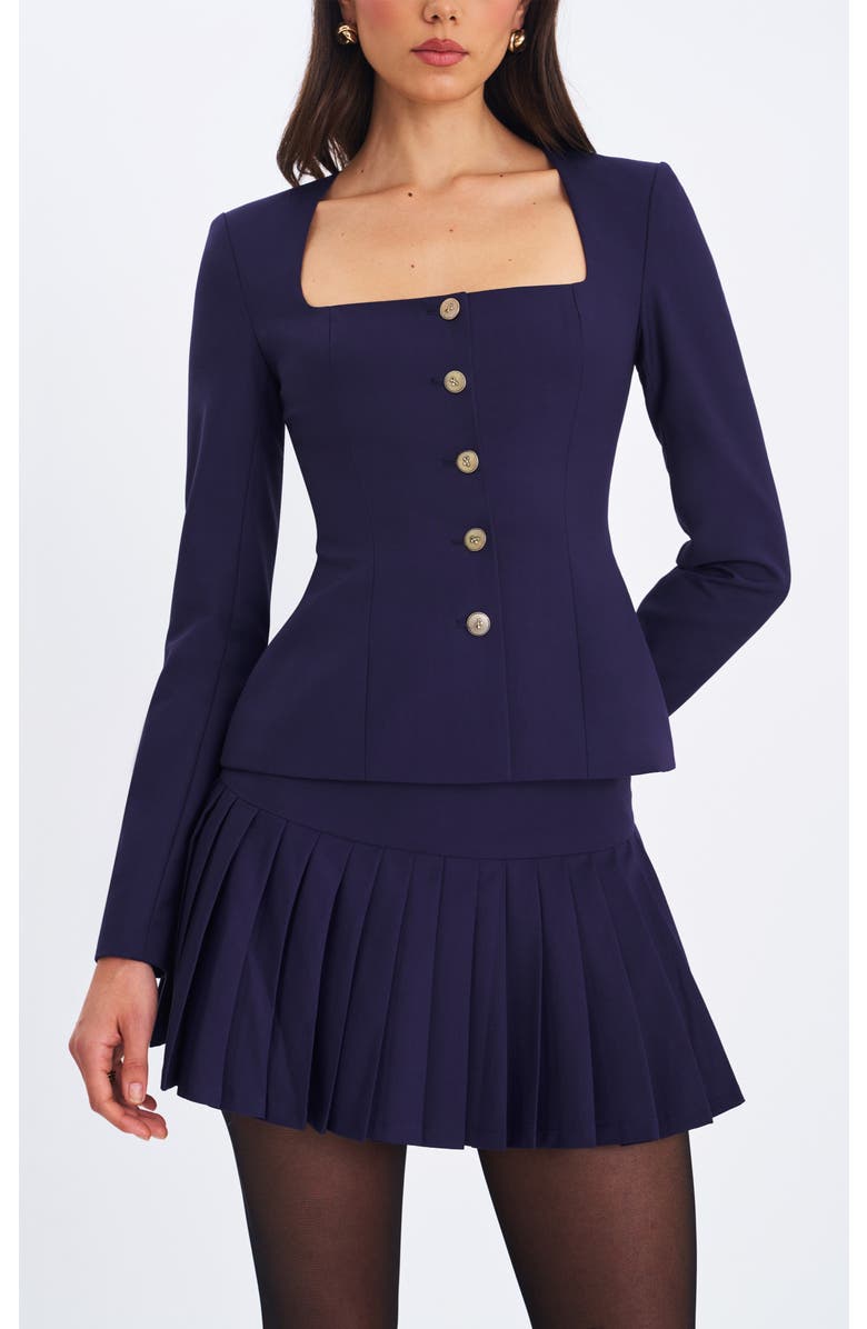 Miss Circle Skyla Square Neckline Peplum Blazer, Alternate, color, Indigo