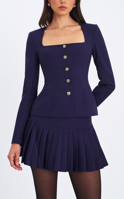Miss Circle Skyla  Square Neckline Peplum Blazer In Multi