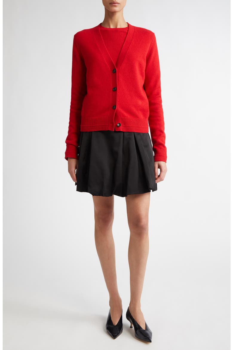 Classic Recycled Cashmere & Organic Cotton Cardigan, Alternate, color, RED LACQUER