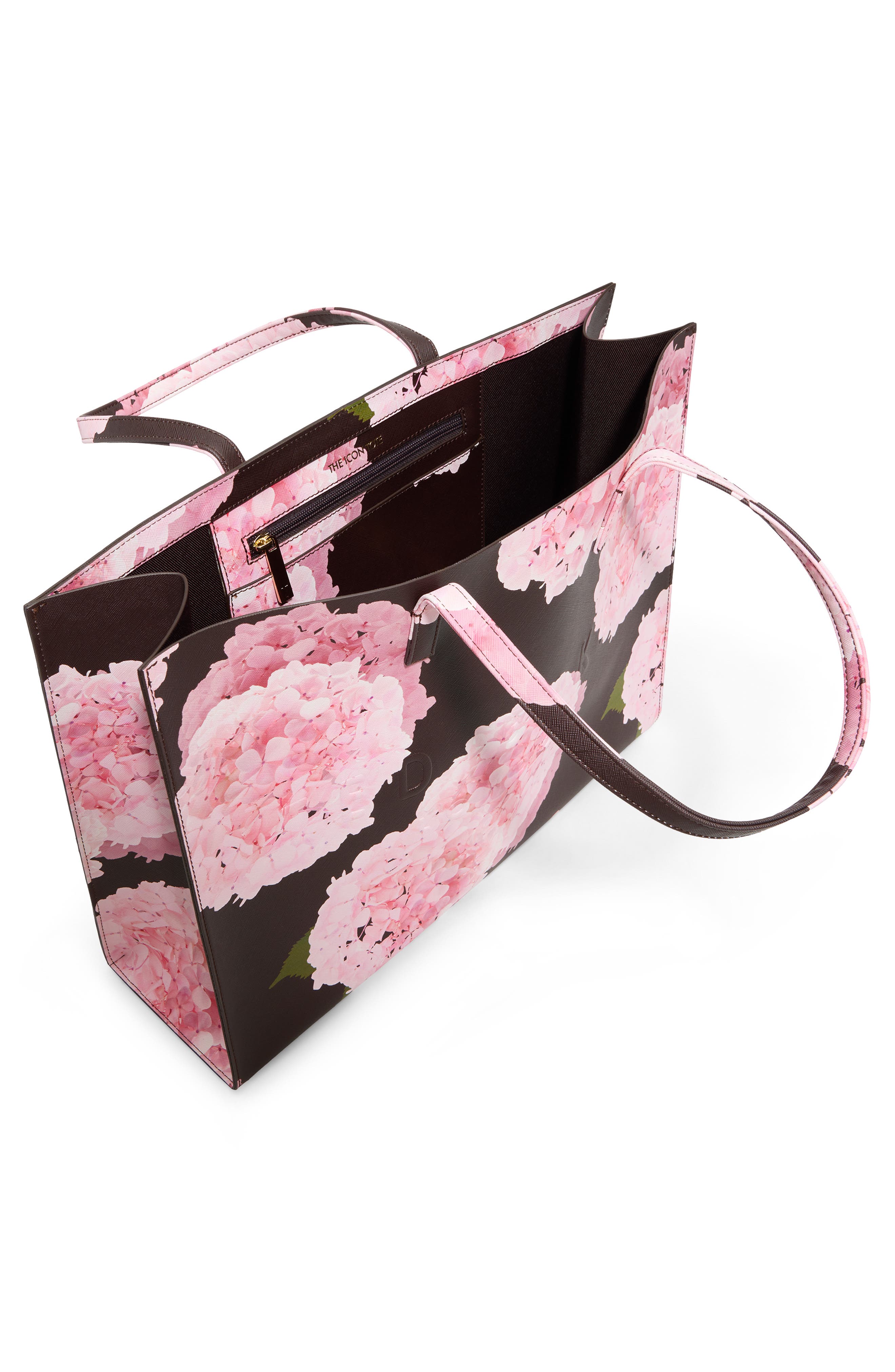 Sukicon Hydrangea Large Icon Tote, Alternate, color, BROWN PRIMARY