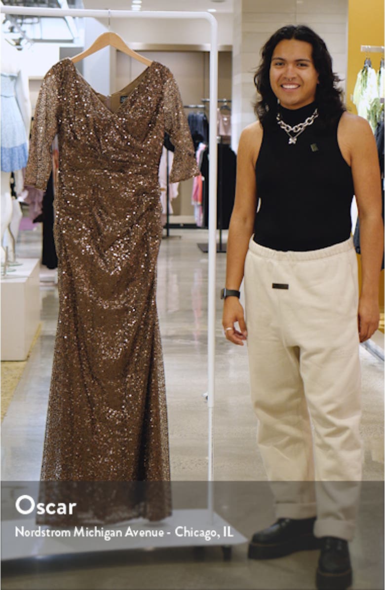 Ruched Sequin Gown, sales video thumbnail