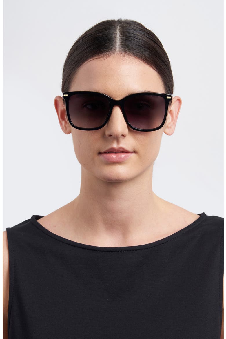 CH 0045/S 57mm Gradient Rectangle Sunglasses, Alternate, color, BLACK