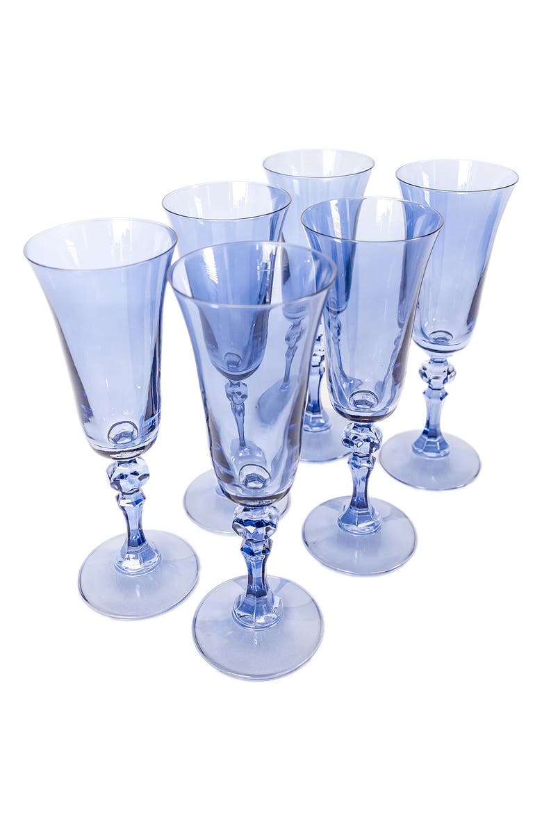 Estelle Colored Glass Set of 6 Regal Flutes, Main, color, Cobalt Blue