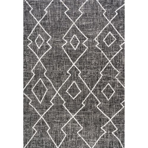 Jonathan Y Carwa Diamond Trellis Indoor/outdoor Area Rug In Black/ivory