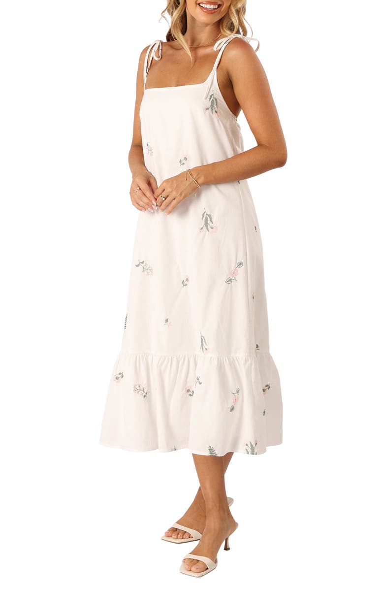 Petal & Pup Emmett Floral Embroidered Cotton Midi Sundress, Alternate, color, 