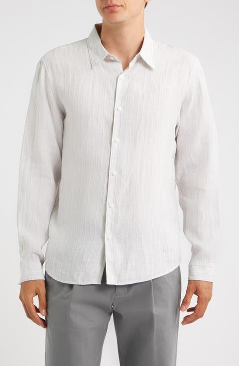 Irving Relaxed Fit Stripe Linen Button-Up Shirt