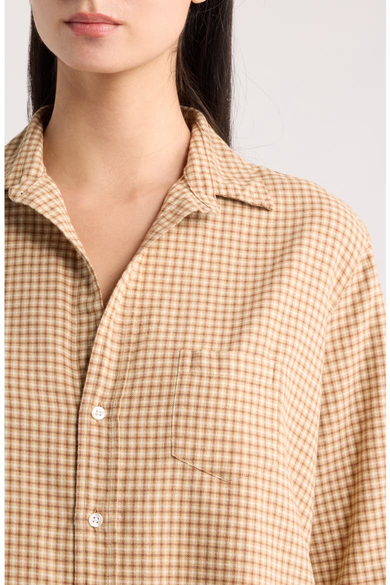Eileen Relaxed Plaid Cotton Flannel Shirt, Alternate, color, SAND BROWN CREAM SMALL PLAID