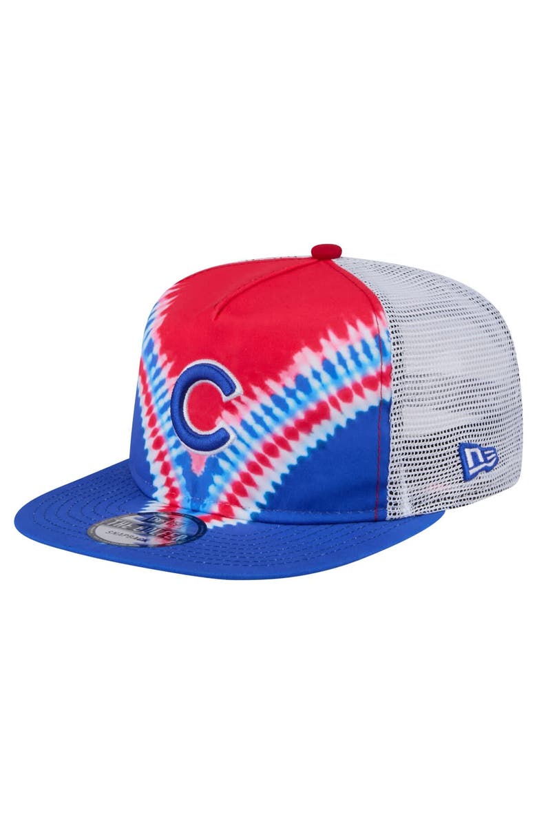 New Era Men's New Era Chicago Cubs Tie-Dye Golfer Trucker Adjustable Hat, Main, color, Blue