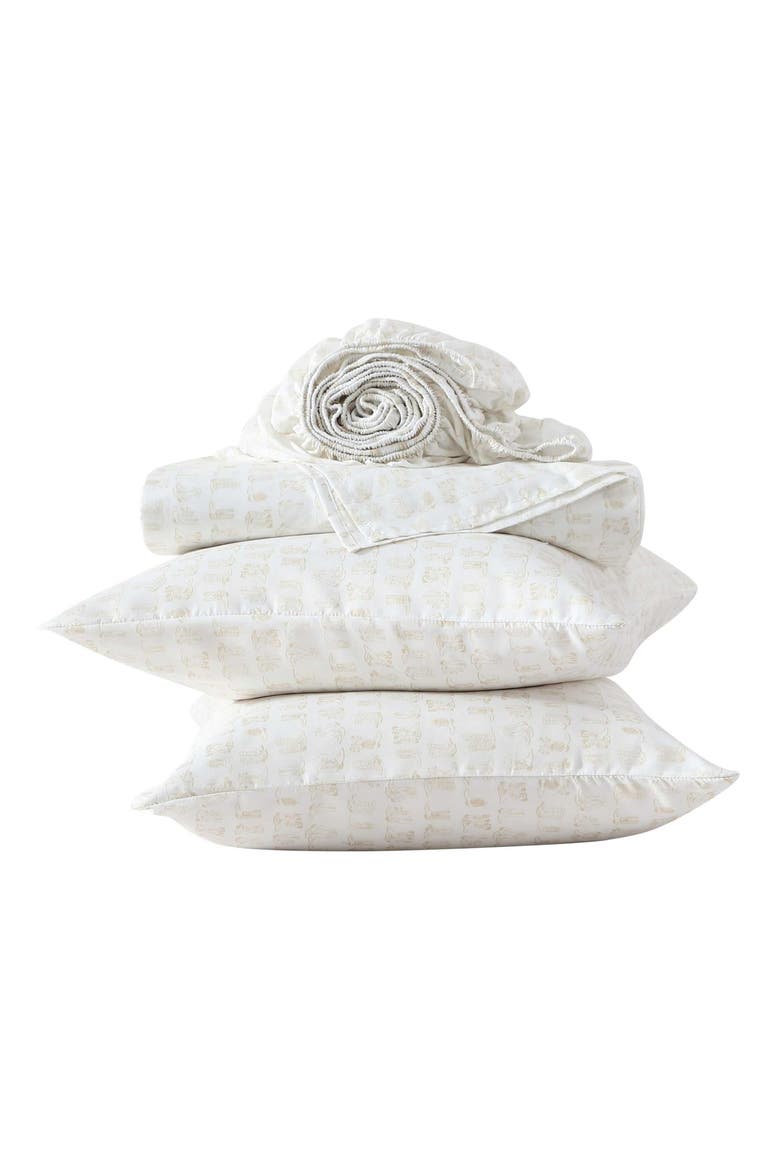 Line Dance Print Microfiber Sheet Set, Alternate, color, LIGHT BEIGE