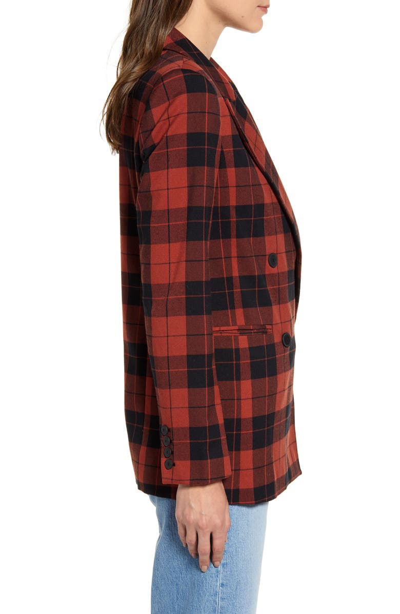 Chelsea28 Double Breasted Plaid Blazer, Alternate, color, 