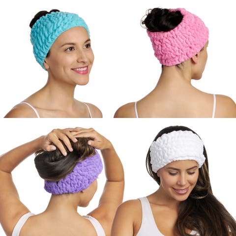 4 Pack Turbie Band Microfiber Spa Headbands
