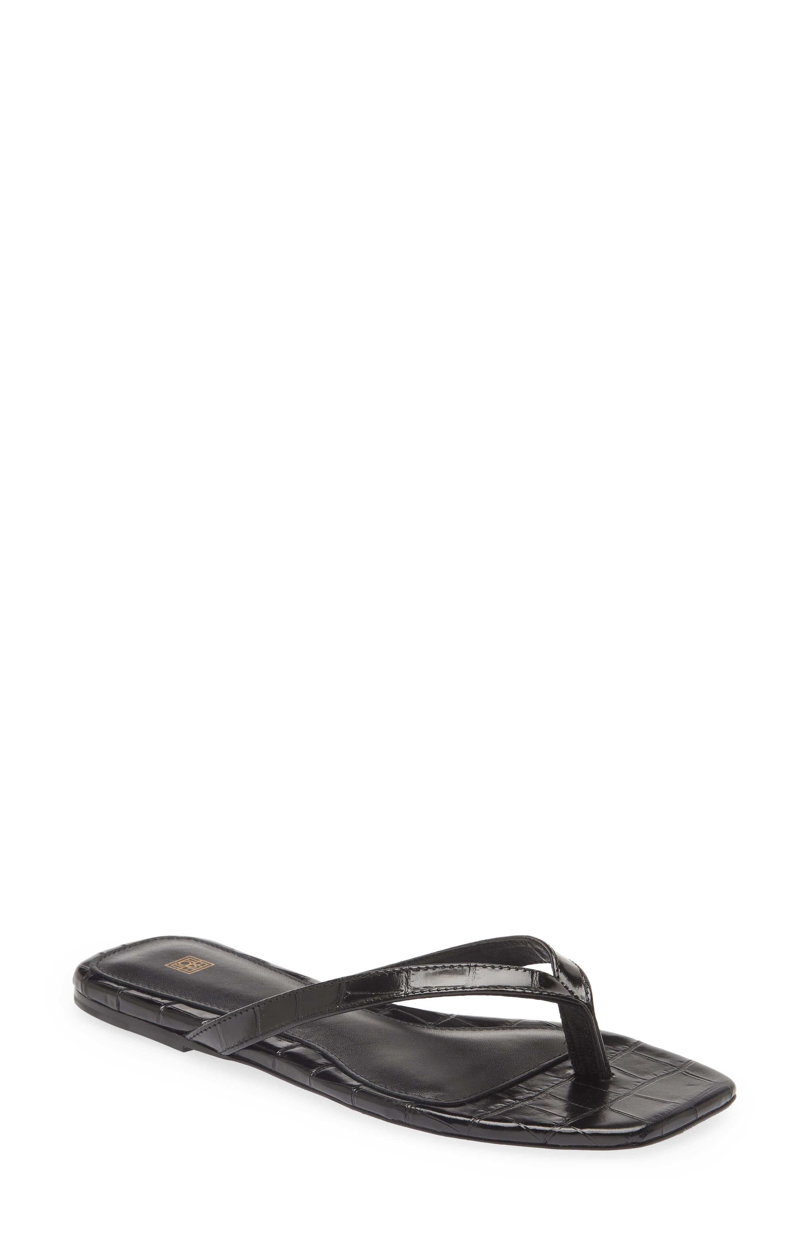 TOTEME The Flip Flop Flat, Main, color, Black Crocodile