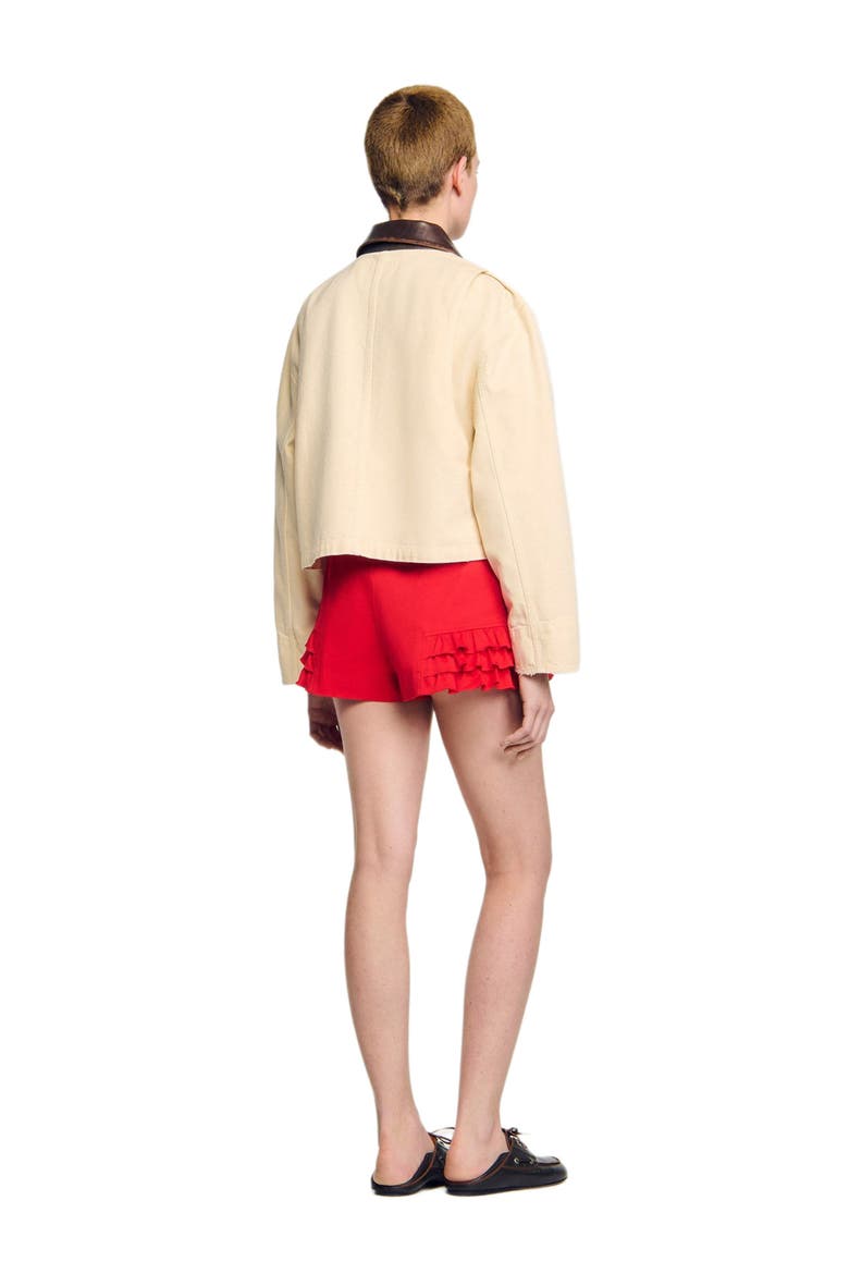 Leather collar workwear jacket, Alternate, color, Ecru