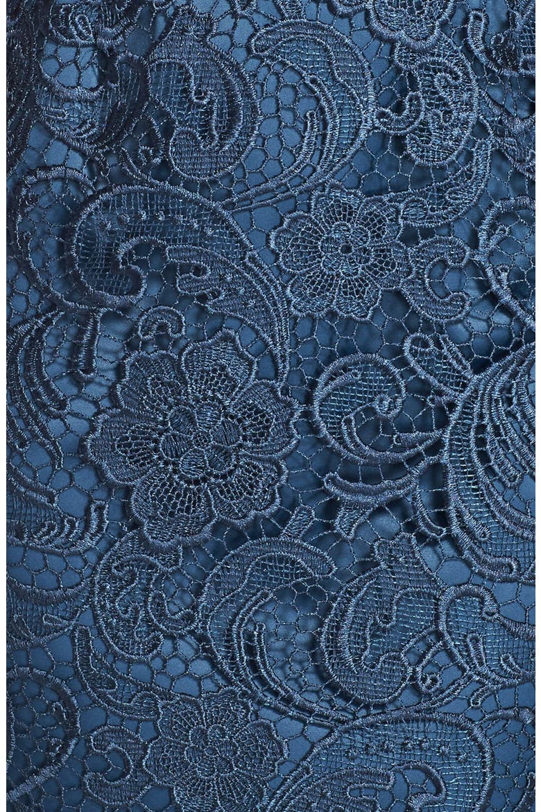 Illusion Yoke Guipure Lace Sheath Dress, Alternate, color, DEEP BLUE