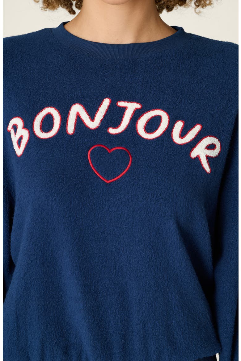 Bonjour Graphic Sweatshirt, Alternate, color, DEEP NAVY