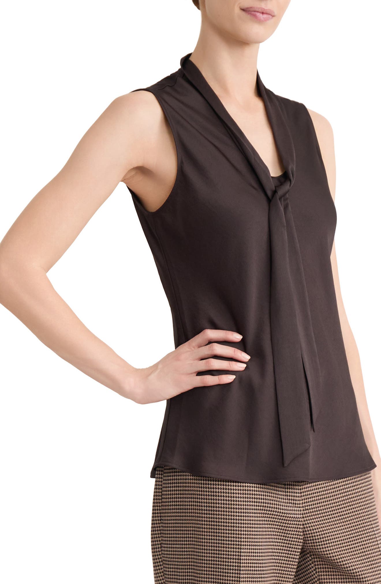 KASPER Tie Neck Sleeveless Top (Women) | Nordstrom