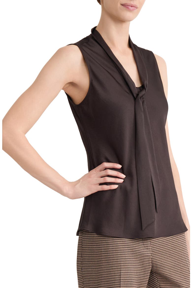 Tie Neck Sleeveless Top, Alternate, color, RICH CHOCOLATE
