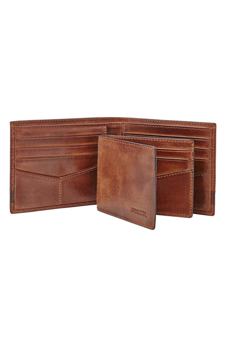 Fossil 'Quinn' Leather Wallet with ID Case, Alternate, color,