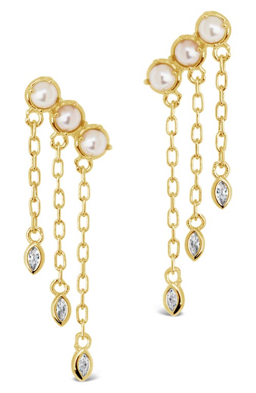 Sterling Forever Rhiannon Cultured Pearl & Cubic Zirconia Drop Earrings In Gold