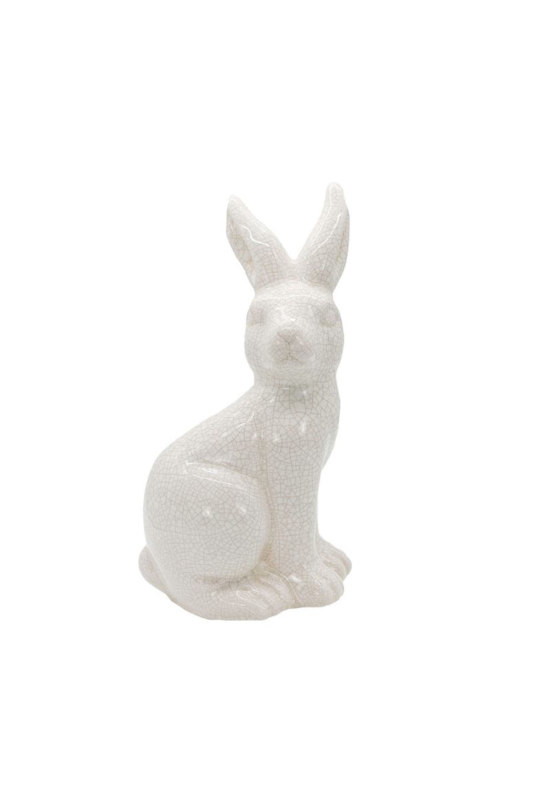 Vintage Crackle Bunny Figure White Stoneware, Main, color, White